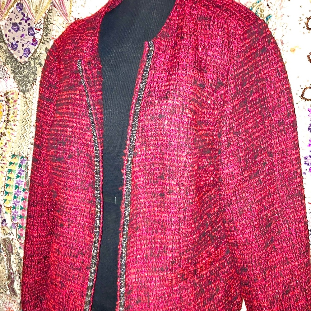 Multiple Colored Lined Tweed Jacket With Sparklin… - image 1